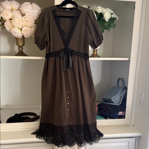 Disturbia Mortuary Lace Button Up Midi dress - Picture 2 of 3